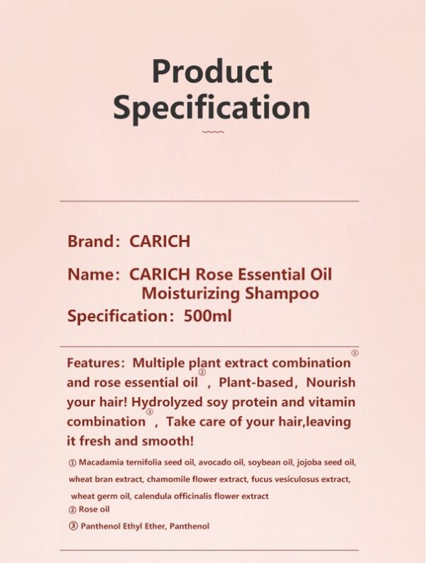 CARICH Rose Essential Oil Moisturizing Shampoo - Image 9